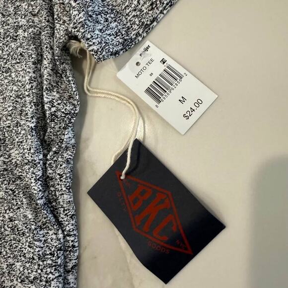 BKC NWT ShortSleeve Moto TShirt Mens Medium Heather Gray Grunge Edgy Punk Casual - Picture 3 of 7